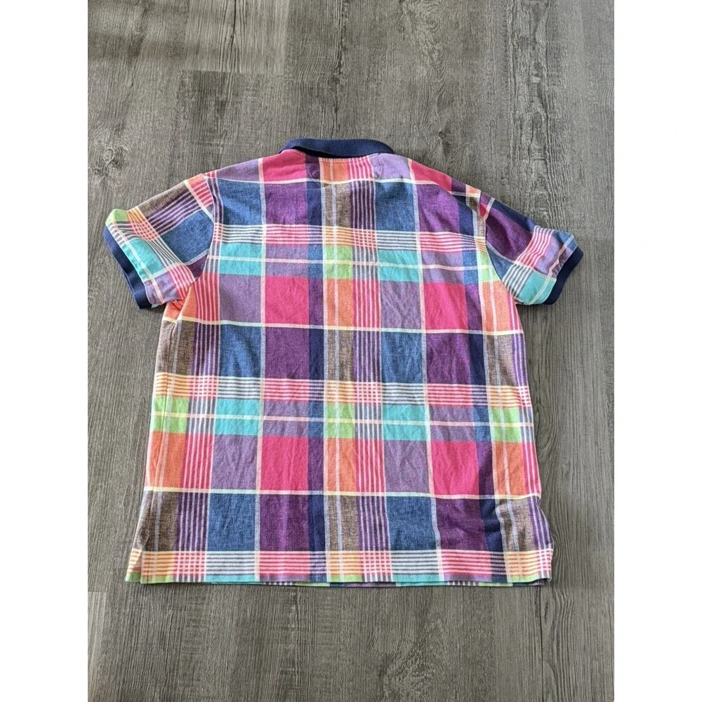 Polo Sport Ralph Lauren Men XL Plaid Polo Shirt Multicolor Custom Slim Fit USA